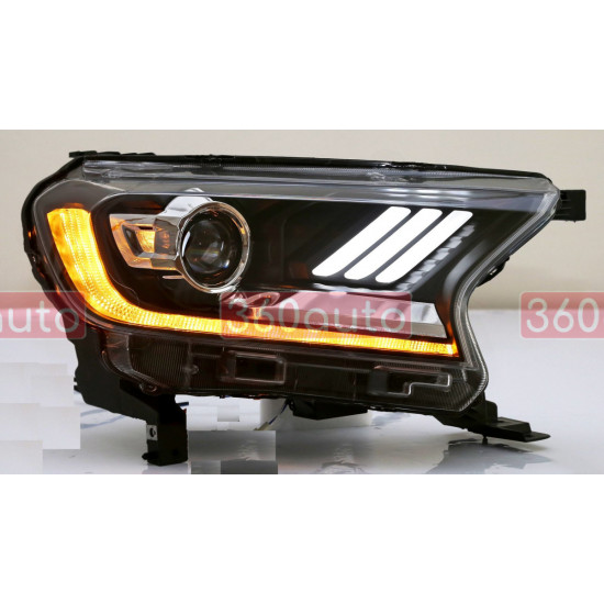 Передние фары на Ford Ranger 2016-2021 FULL LED стиль Mustang