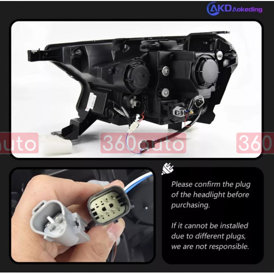 Передние фары на Ford Ranger 2016-2021 FULL LED стиль Mustang