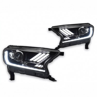 Передні фари на Ford Ranger 2016-2021 FULL LED  стиль Mustang