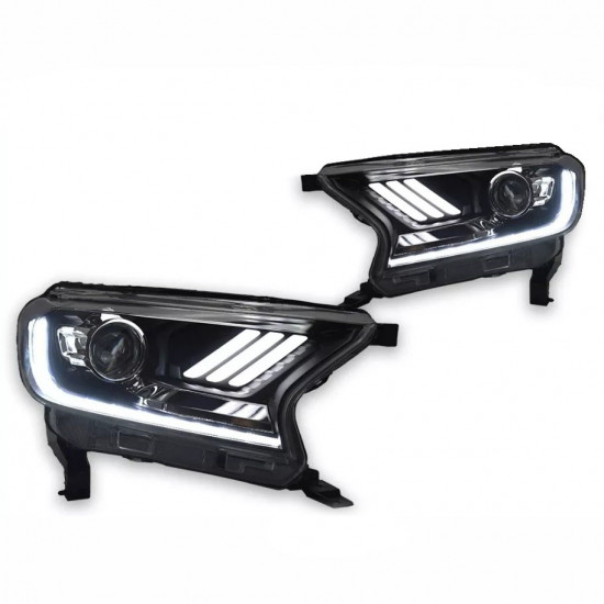 Передние фары на Ford Ranger 2016-2021 FULL LED стиль Mustang