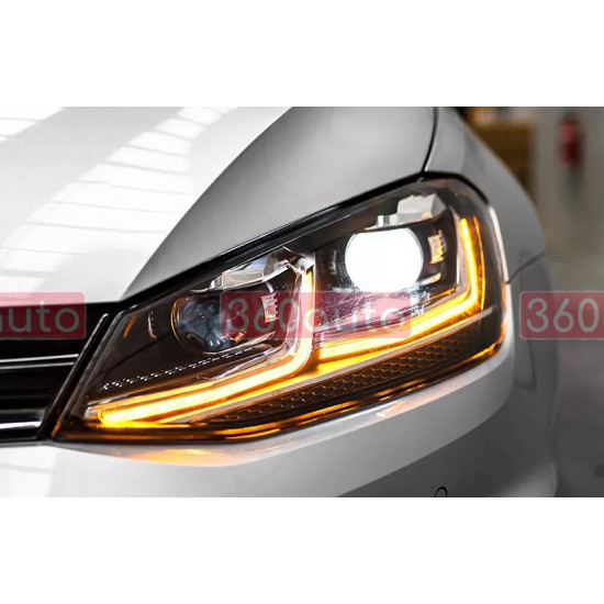 Передние фары на Volkswagen Golf 7 2013-2017 FULL LED стиль 7.5 вместо штатных галогеновых фар