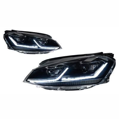 Передние фары на Volkswagen Golf 7 2013-2017 FULL LED стиль 7.5 вместо штатных галогеновых фар