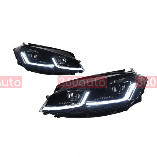 Передние фары на Volkswagen Golf 7.5 2017-2015 FULL LED вместо штатных галогеновых фар