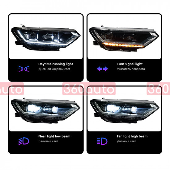 Передние фары на Volkswagen Passat B8 2014-FULL LED вместо штатных галогеновых фар