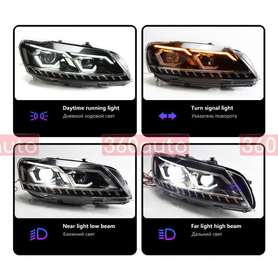 Передние фары на Volkswagen Passat B7 USA 2011-2015 FULL LED вместо штатных галогеновых фар