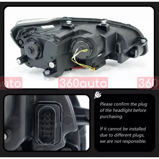 Передние фары на Volkswagen Passat B7 USA 2011-2015 Xenon стиль B8 вместо штатных галогеновых фар