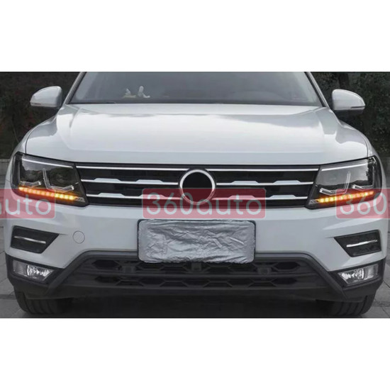 Передние фары на Volkswagen Tiguan 2015-2020 черные Full LED 2020 look