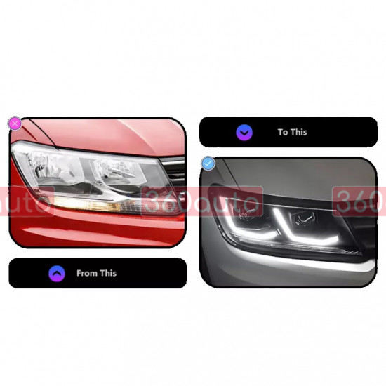 Передние фары на Volkswagen Tiguan 2015-2020 черные Full LED 2020 look