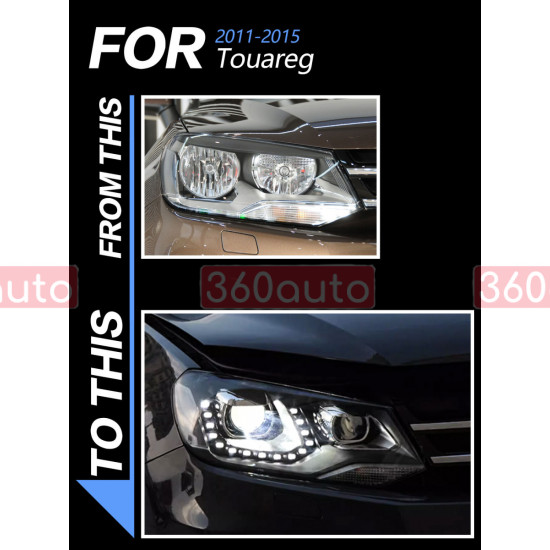 Передние фары на Volkswagen Touareg 2010-2014 Xenon взамен галогена
