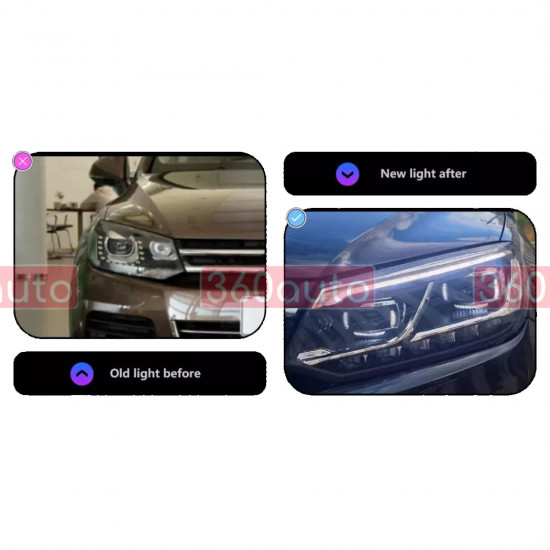 Передние фары на Volkswagen Touareg 2010-2014 TLZ FULL LED 2018 look