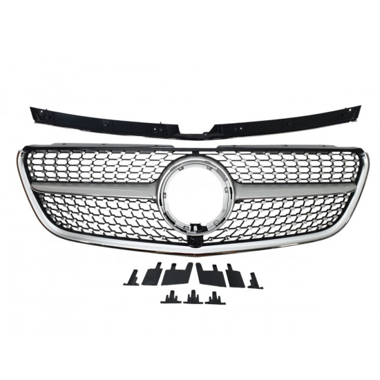 Решетка радиатора (Diamond Silver) на Mercedes-Benz VITO-Class W447 2019-2023 года
