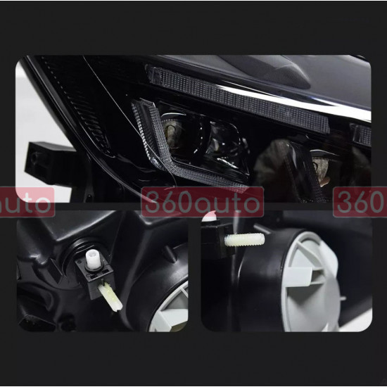 Передние фары на Ford Mustang 2014-2017 Full LED 2024 look черные