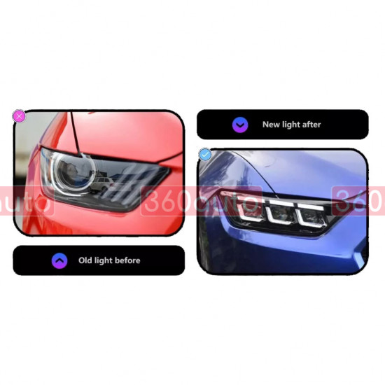 Передние фары на Ford Mustang 2014-2017 Full LED 2024 look черные