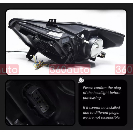 Передние фары на Ford Mustang 2014-2017 Full LED 2024 look черные
