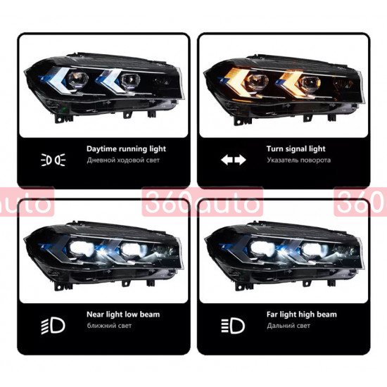 Передние фары на BMW X5 F15 2013-2018 FULL LED стиль G05 2024