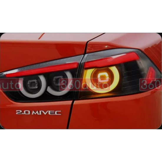 Задние фонари на Mitsubishi Lancer X 2007-2017 LED черный стиль JDM
