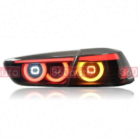 Задние фонари на Mitsubishi Lancer X 2007-2017 LED черный стиль JDM