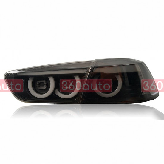 Задние фонари на Mitsubishi Lancer X 2007-2017 LED черный стиль JDM