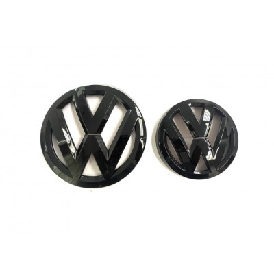 Накладки на емблему Volkswagen Jetta 2012-2014 чорний глянець на решітку радіатора + на кришку багажника