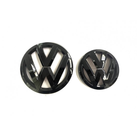 Накладки на эмблему Volkswagen Jetta 2012-2014 черный глянец на радиаторную решетку + на крышку багажника