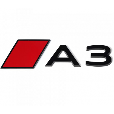 Автологотип емблема напис Audi A3 Tuning Exclusive Black Edition на кришку багажника з ромбом