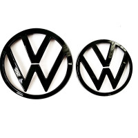 Накладки на емблеми Volkswagen Golf 8 2021- чорний глянець в решітку радіатора +на кришку багажника