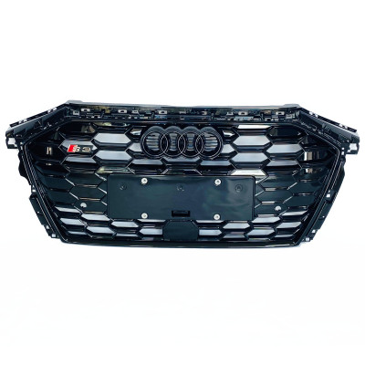 Решітка радіатора на Audi A3 2021- стиль S3 Чорний глянець