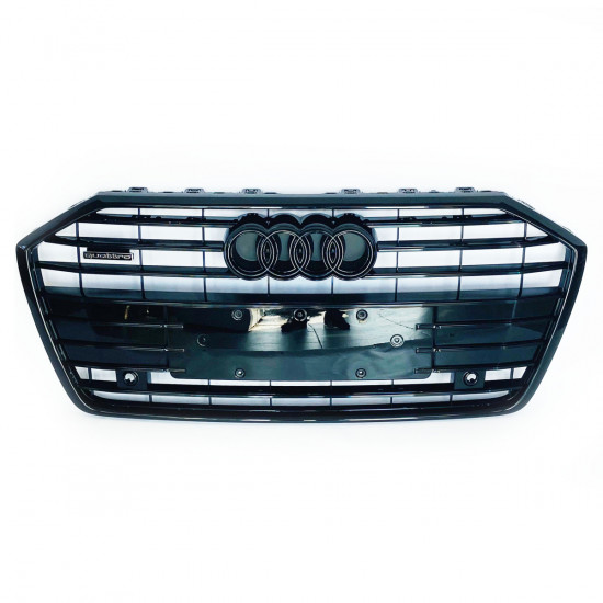 Решетка радиатора на Audi A6 C8 2018-2023 стиль S6 Черный глянец