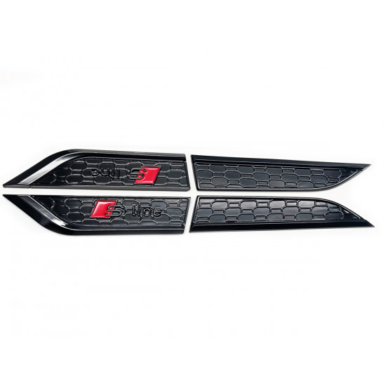 Комплект черных эмблем на крылья Audi A5 S-Line - Tuning Exclusive Black Edition 4 шт