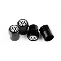 Колпачки на ниппель с логотипом авто Volkswagen черного цвета