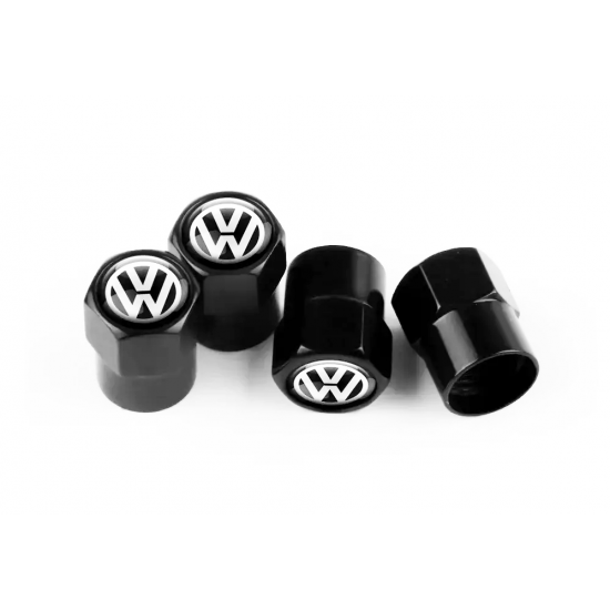 Колпачки на ниппель с логотипом авто Volkswagen черного цвета