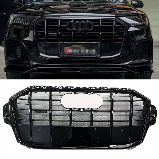 Решетка радиатора на Audi Q7 2020- в стиле SQ7 Black под радары
