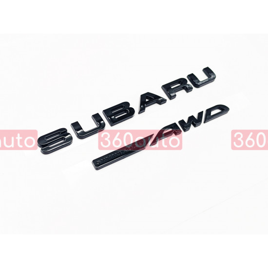Автологотип шильдик эмблема надпись Subaru Symmetrical AWD edition черный глянец