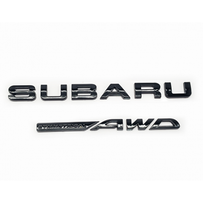 Автологотип емблема напис Subaru Symmetrical AWD black edition чорний глянець