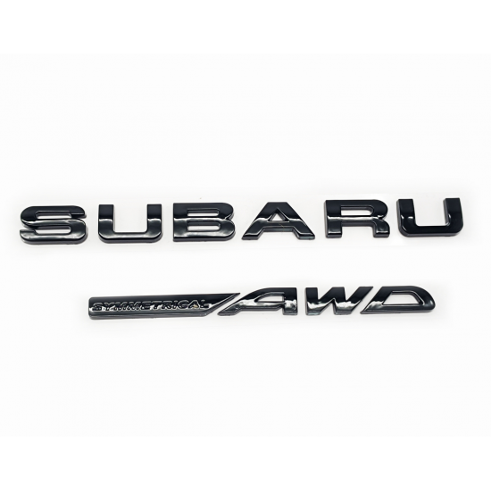 Автологотип шильдик эмблема надпись Subaru Symmetrical AWD edition черный глянец