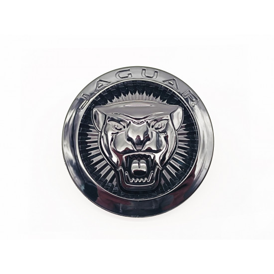 Автологотип шильдик эмблема Jaguar Black черный глянец 85мм