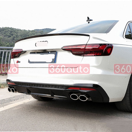 Диффузор заднего бампера на Audi A4 B9 2019-2023 с насадками на S-line бампер