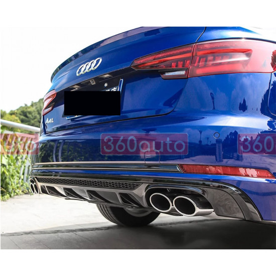 Диффузор заднего бампера на Audi A4 B9 2015-2019 с насадками на S-line бампер