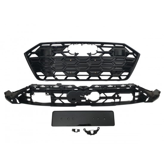 Решетка радиатора на Audi A7 2023- в стиле S7 Full Black под дистроник